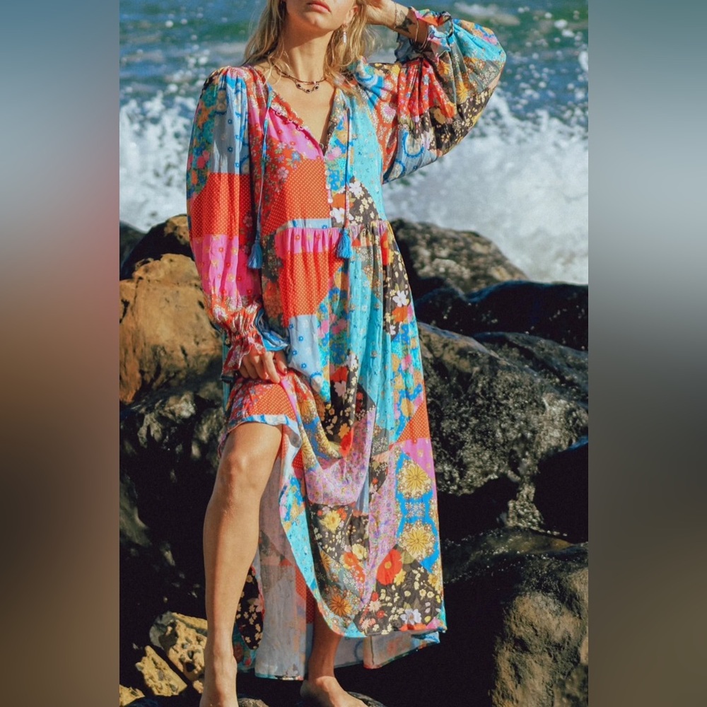 Like New Spell Cha Cha Vibrant Patchwork Maxi Dre… - image 1